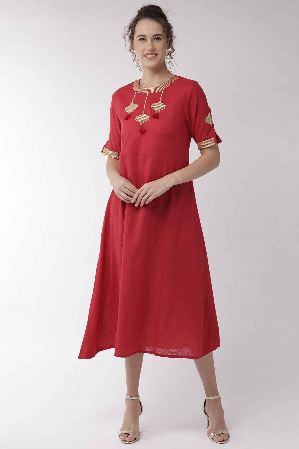 Women's Sienna Red Dress - InWeave