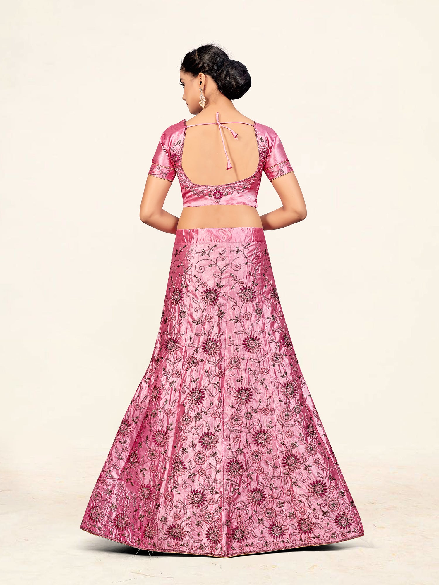 Women's pink Color designer Semi Stiched Lehenga choli set with dupatta - Sweet Smile