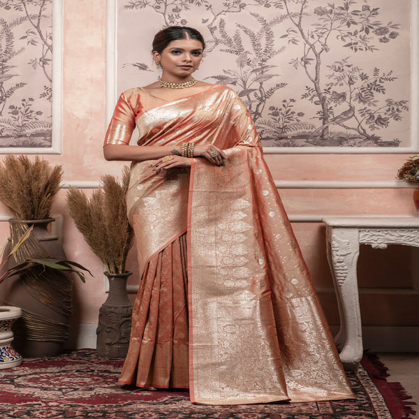 Women's Traditional Woven Banarasi Silk Saree With Blouse - Lilots