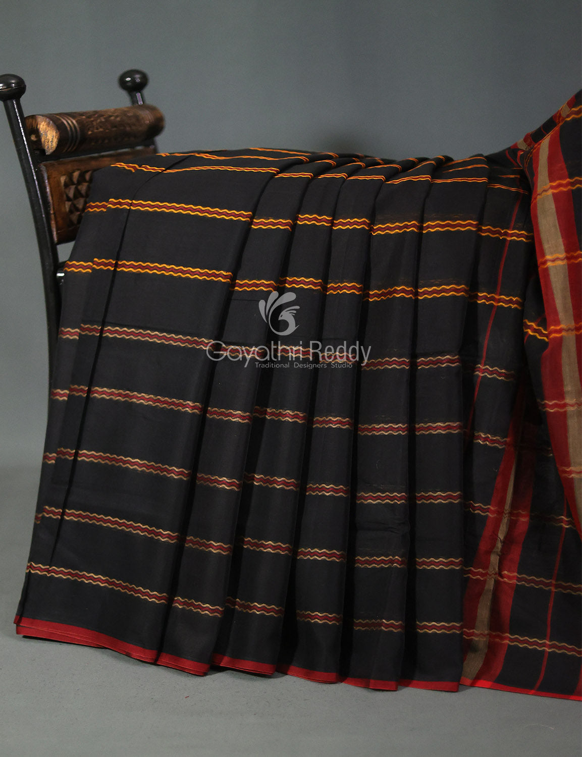 Women's Black Pure Narayanpet Cotton Saree - Gayathri Sarees