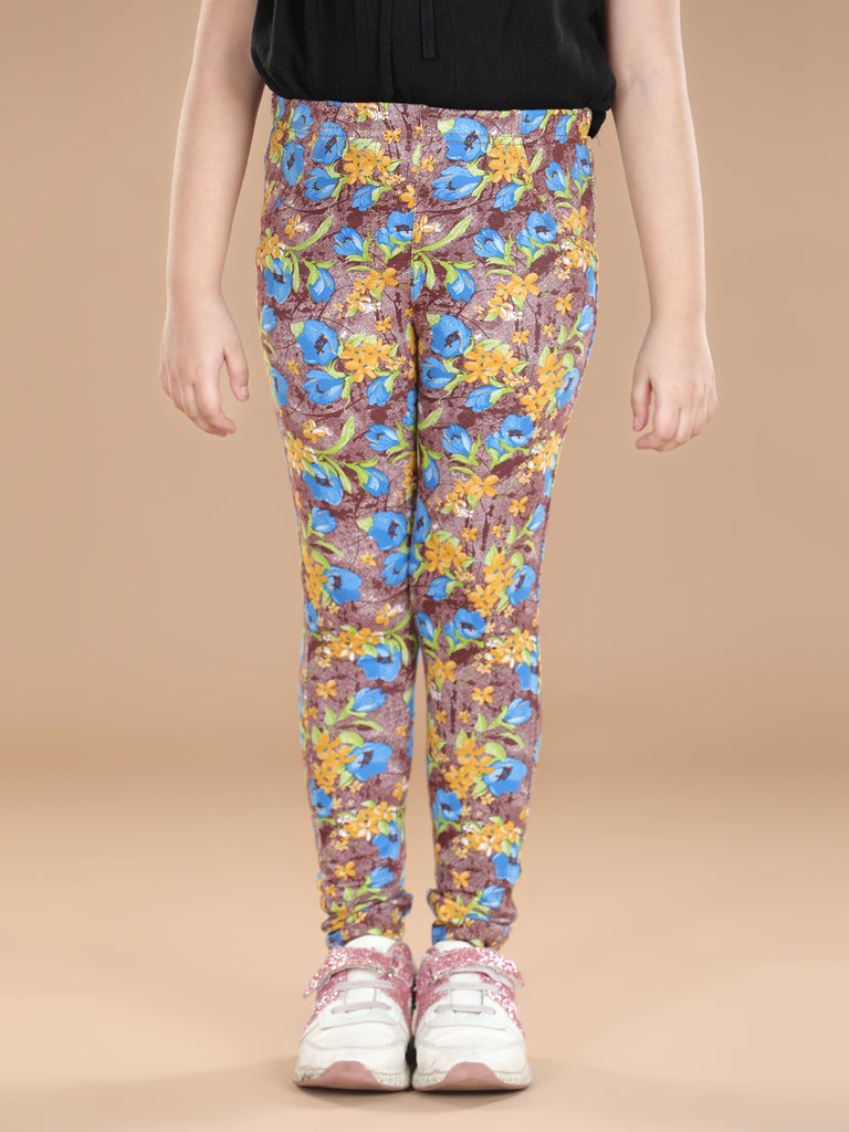 Girl's  Cotton Floral Printed Jegging - S