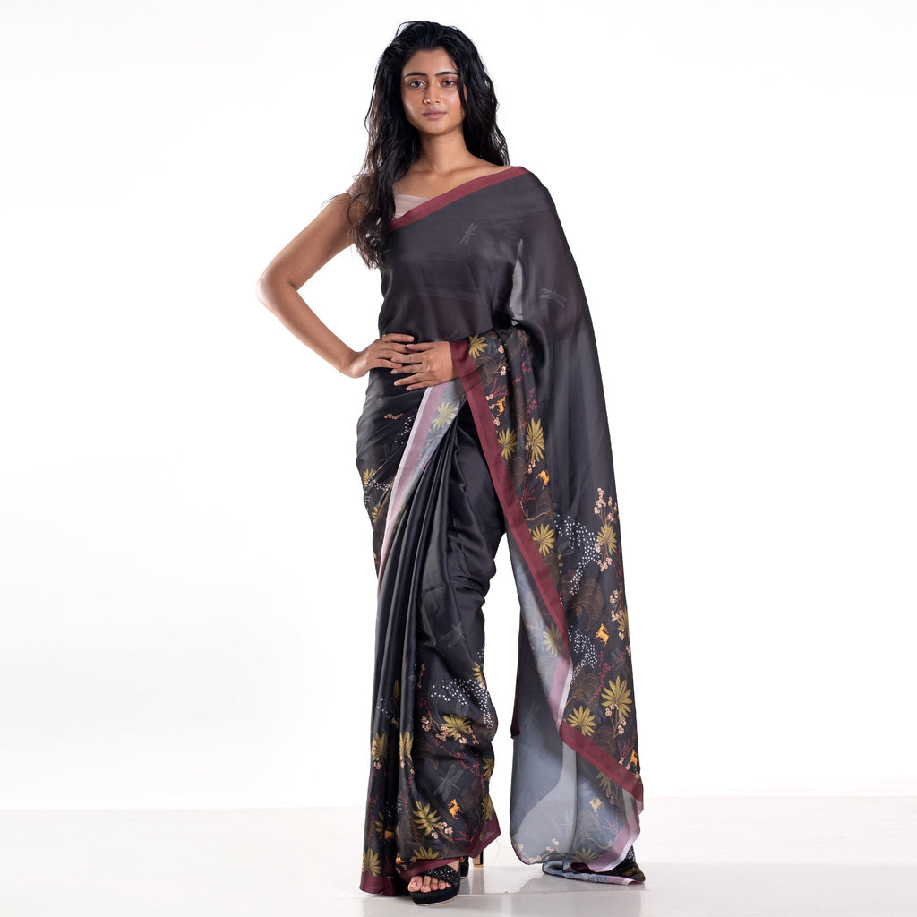 Women's Ginny Digital Printed Satin Georgette Saree