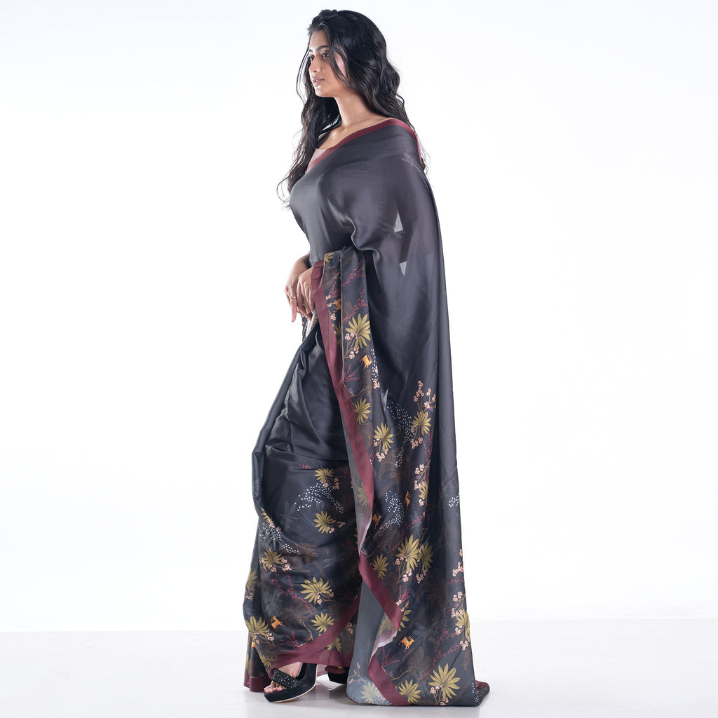 Women's Ginny Digital Printed Satin Georgette Saree