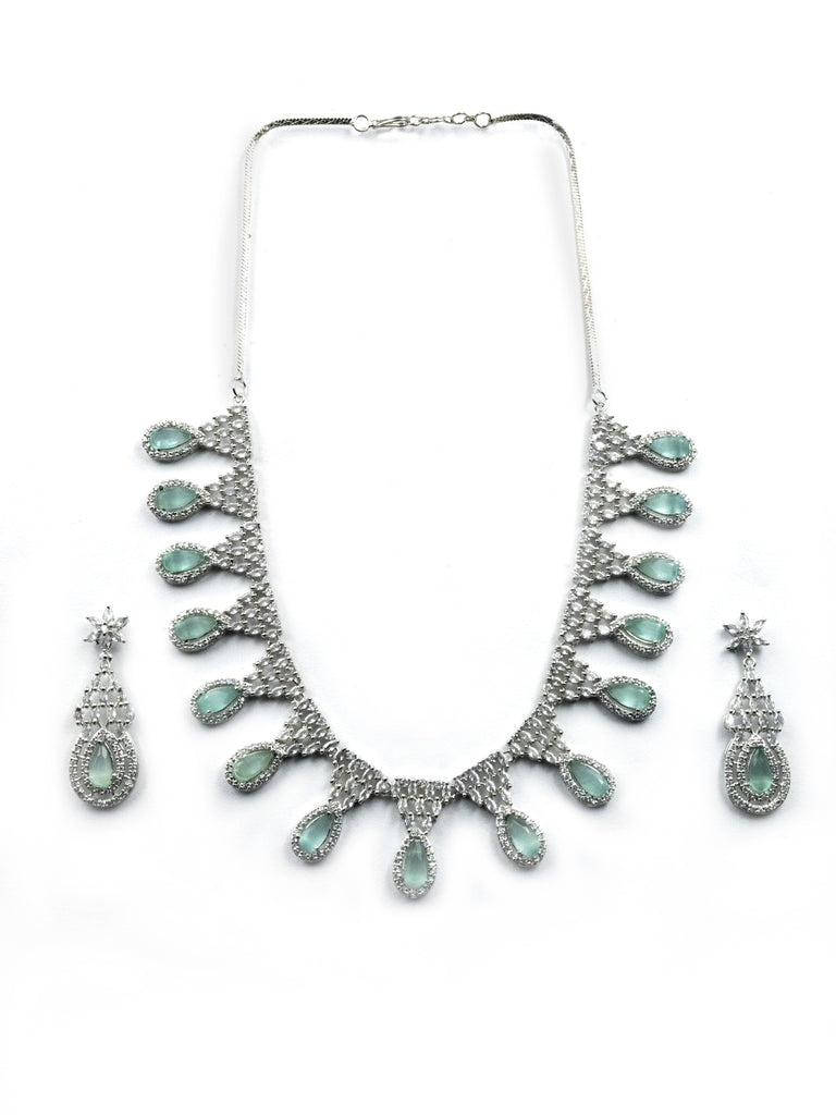 Women's Fashionable Cubic Zirconia Multi Tear Drop Necklace Set for Parties