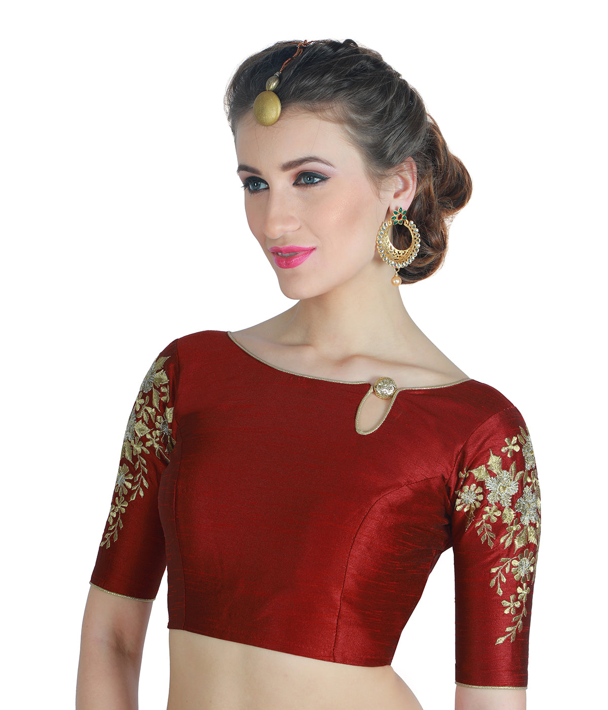 Women's Polyester Sleeves Saree Blouse. - Shringaar