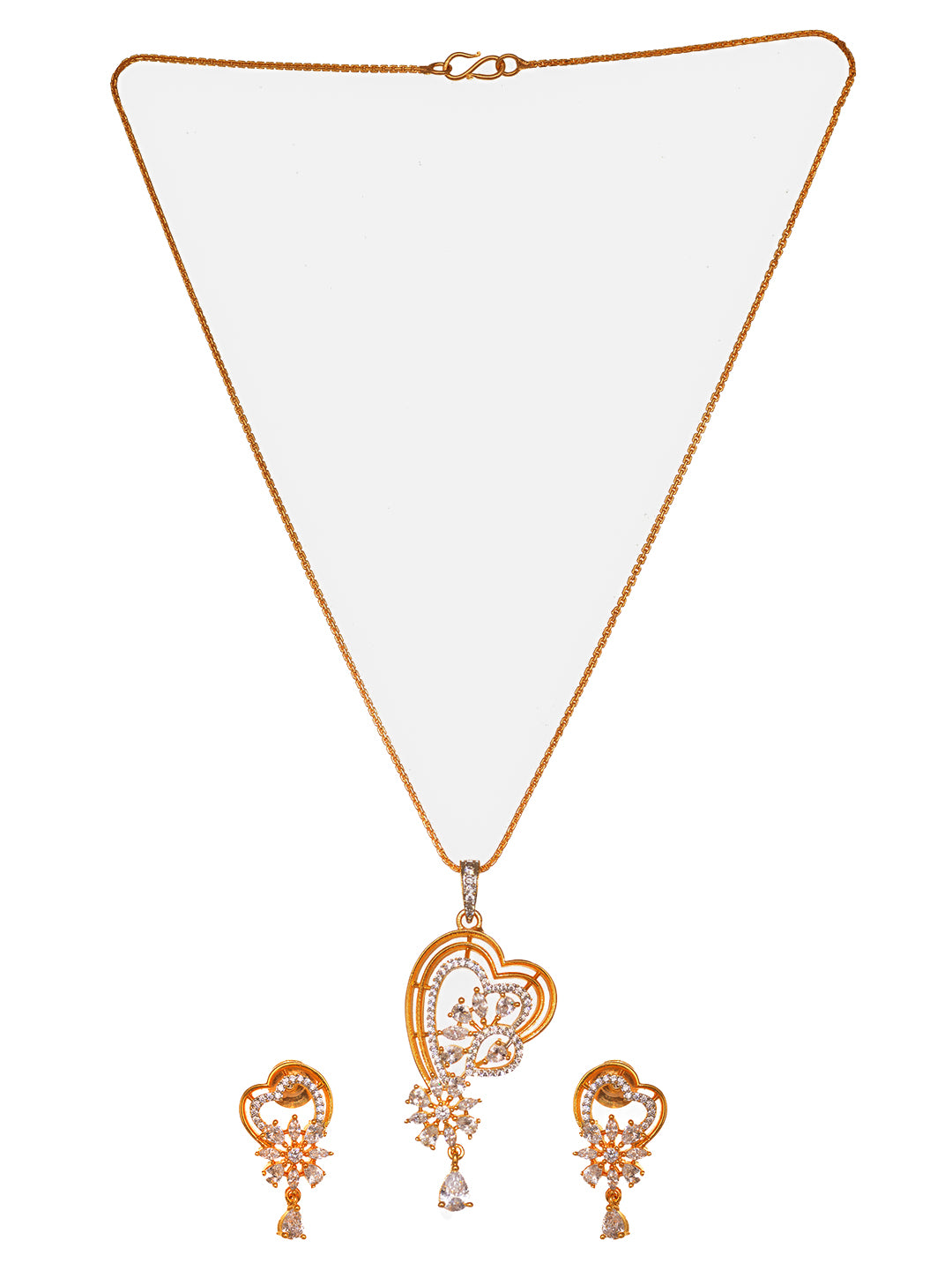 Women's Gold Tone Studded Combo Locket Jewellery Set - Saraf Rs Jewellery