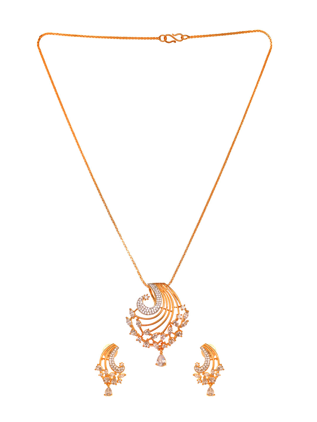 Women's 24K Gold Toned Dangler Earrings Locket Jewellery Set - Saraf Rs Jewellery