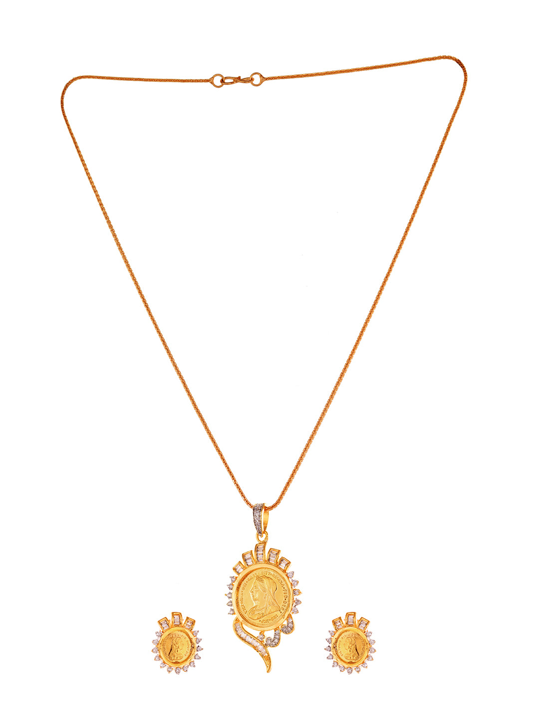 Women's Gold Plated Navratan Minimal Stud Earring - Saraf Rs Jewellery