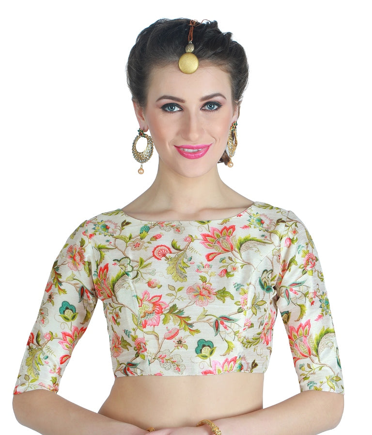 Women's White Floral Print Blouse