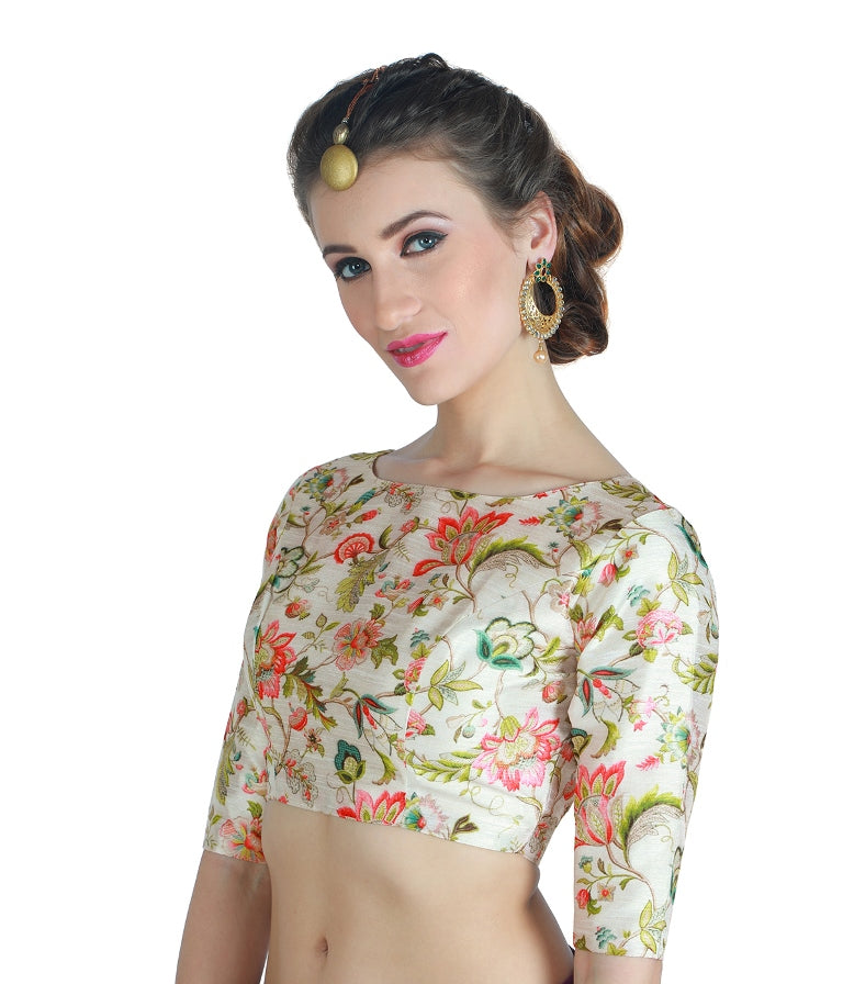 Women's White Floral Print Blouse