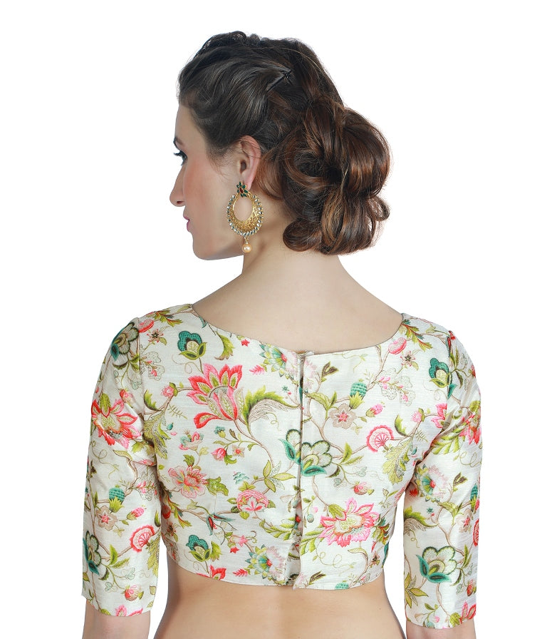 Women's White Floral Print Blouse