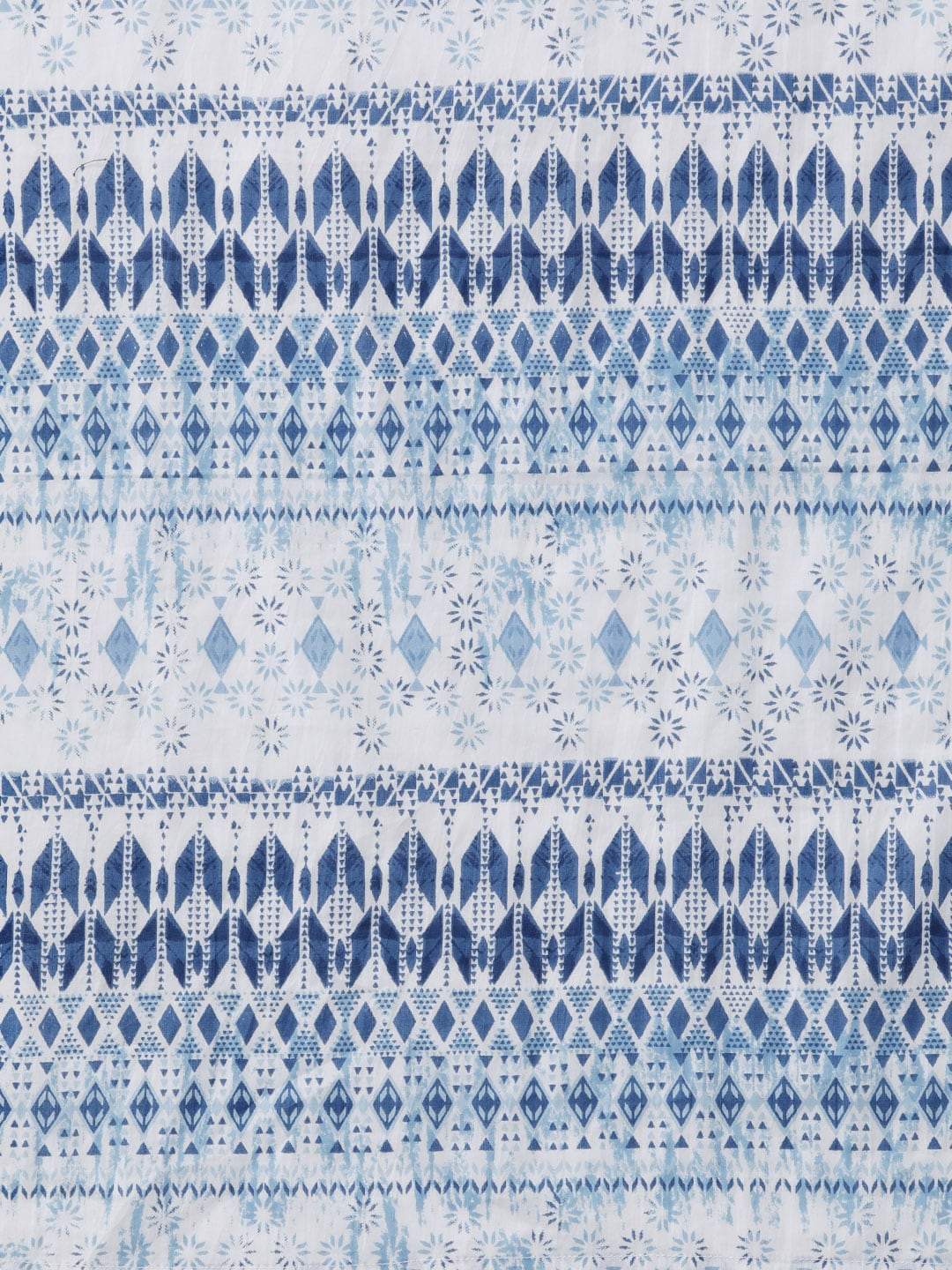 Women's  Blue & White Printed Kurta with Salwar & Dupatta - AKS