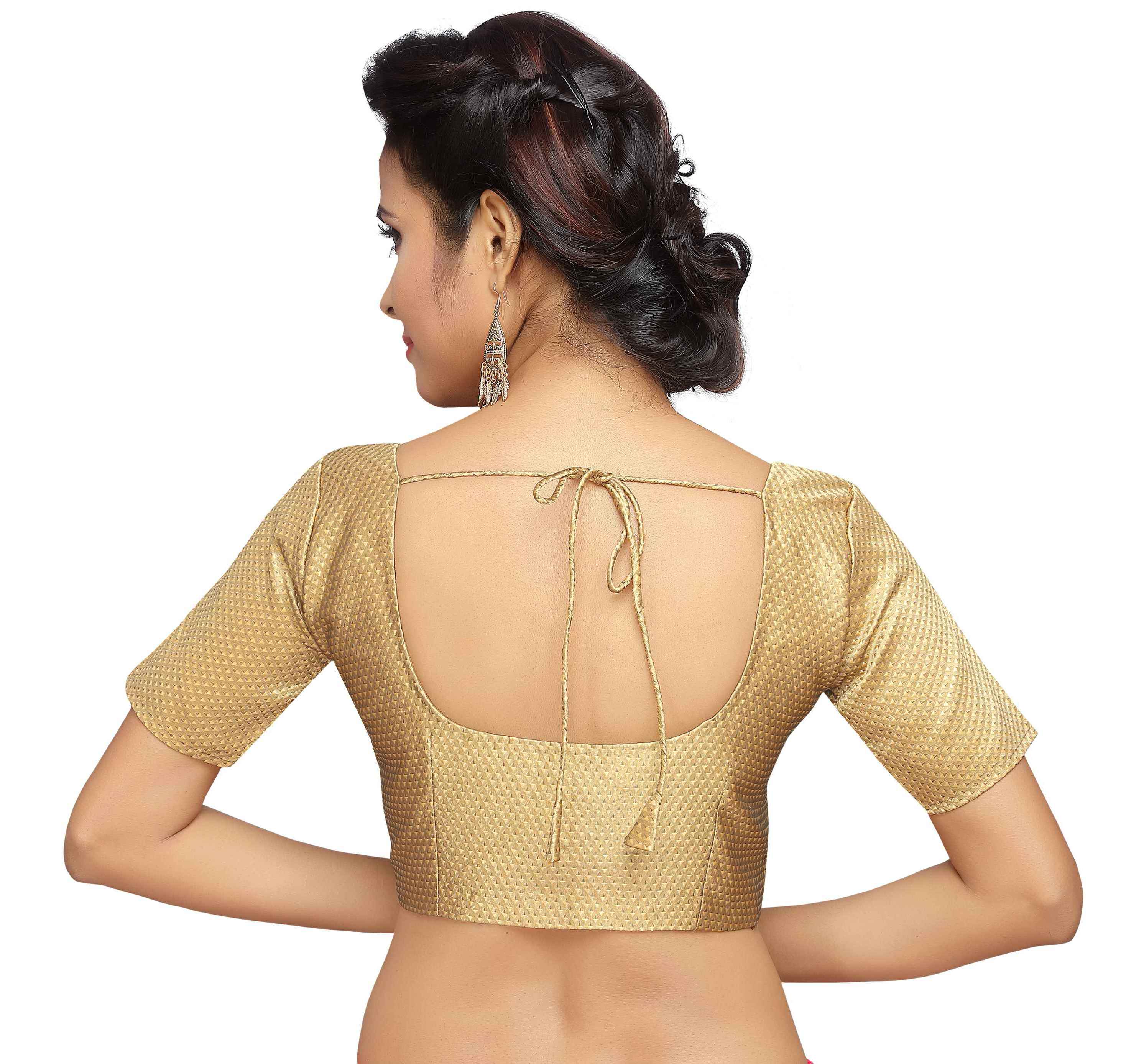 Women Gold Brocade Readymade Blouse by Shringaar (1pc)