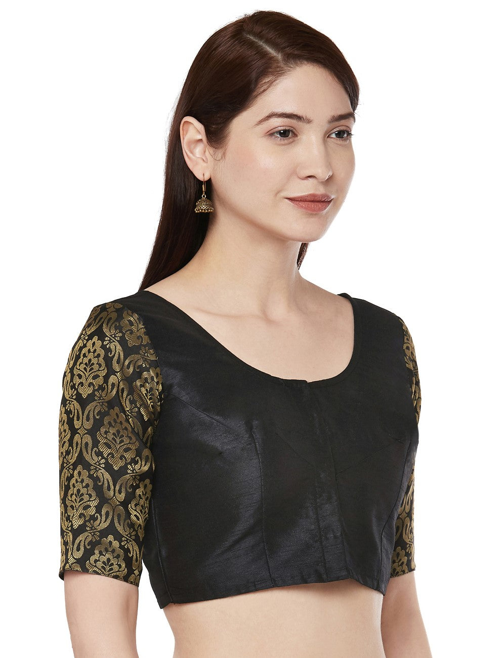 Women Black Polyester Silk Saree Blouse by Shringaar (1pc)