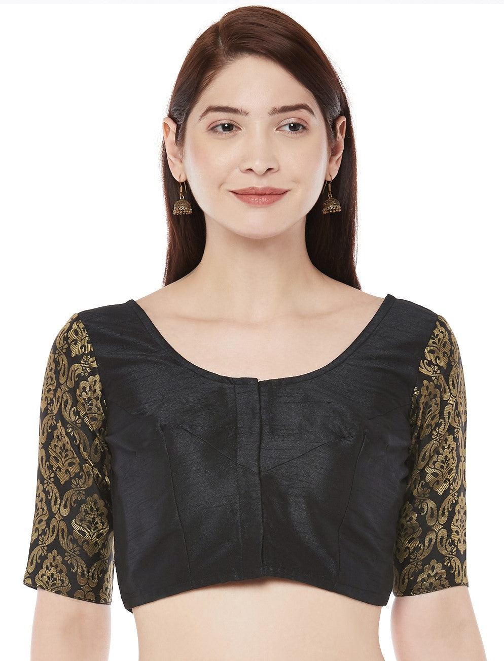 Women Black Polyester Silk Saree Blouse by Shringaar (1pc)