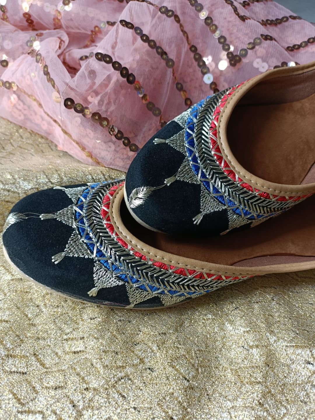 Women's Black Crown  Indian Ethnic Comfort Footwear - Desi Colour