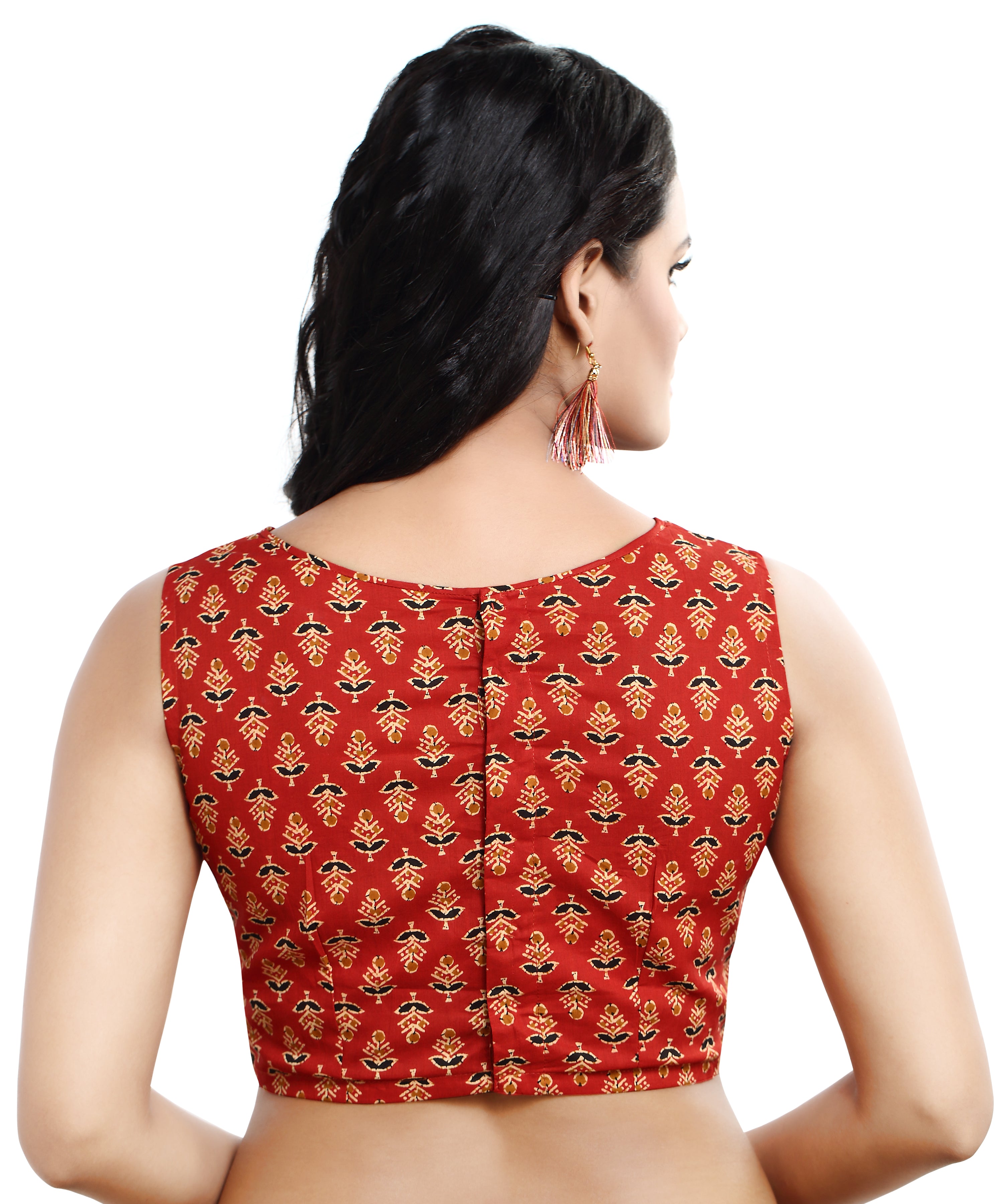 Women's Pure Cotton Floral Print Sleeveless Readymade Saree Blouse - Madhu Fashion