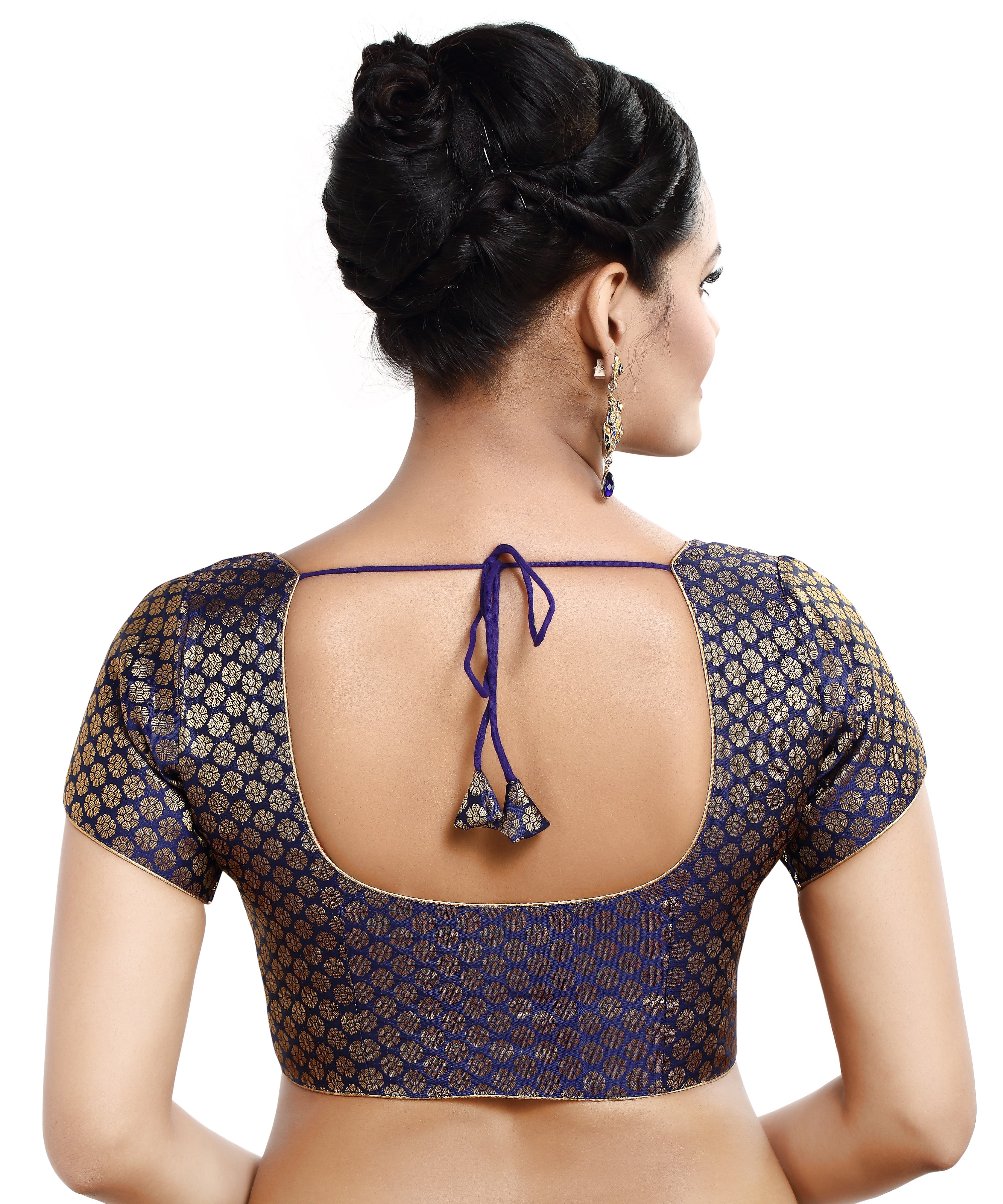 Women'S Short Sleeves Banaras Brocade Readymade Saree Blouse - Madhu Fashion