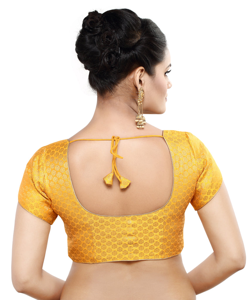 Women'S Short Sleeves Banaras Brocade Readymade Saree Blouse