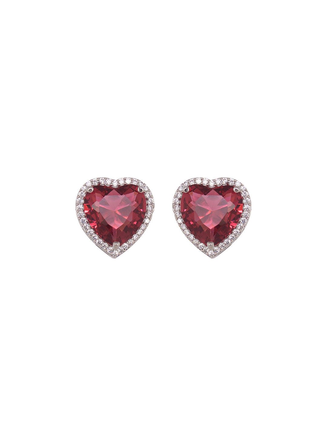 Women's Oxidised Royal Pink Ad Studded Statement Earrings - Saraf Rs Jewellery