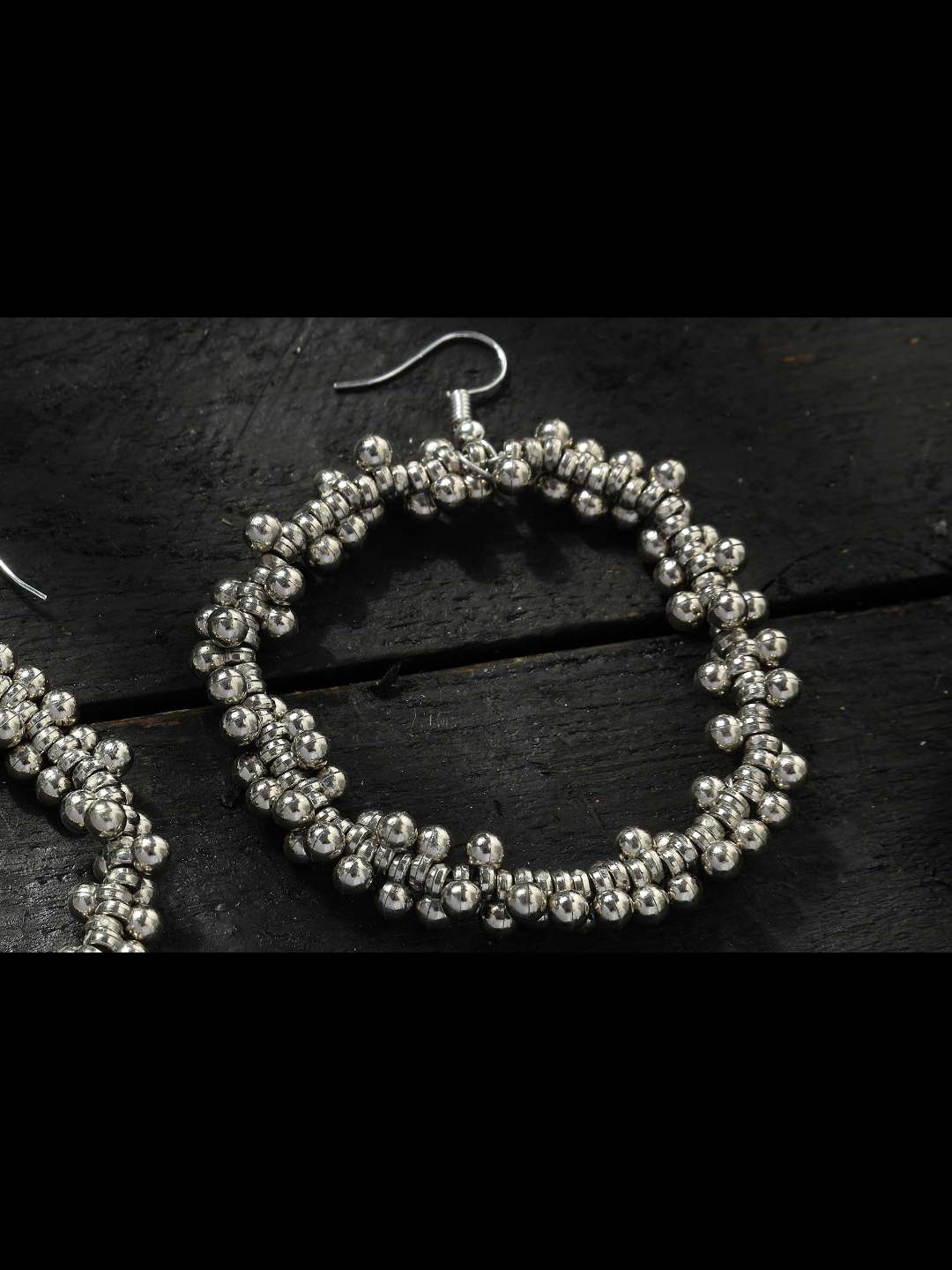 Johar Kamal German Silver Oxidised Necklace with Earrings set Jkms_144