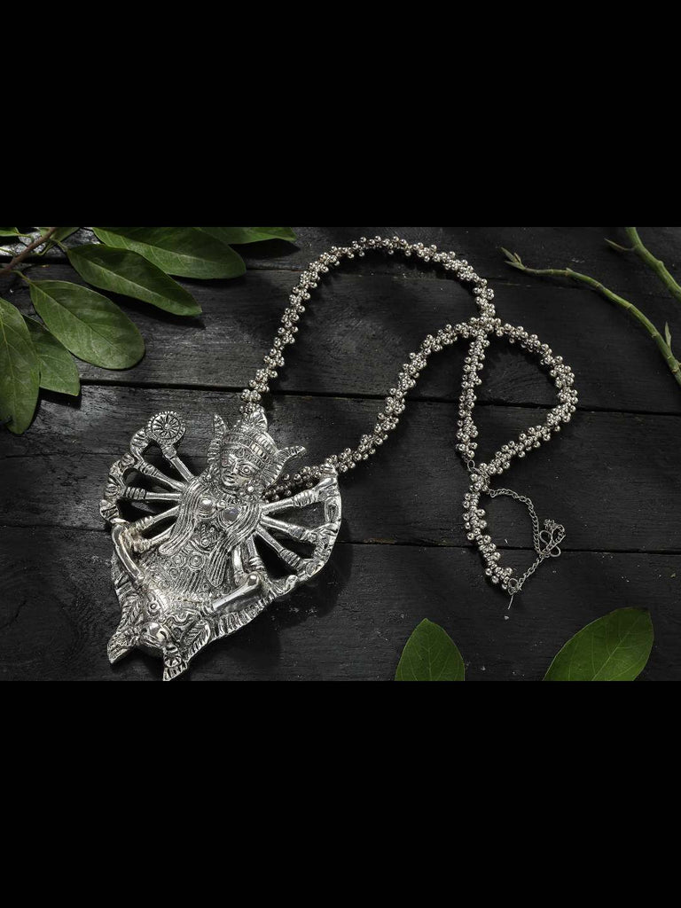 Johar Kamal German Silver Oxidised Necklace with Earring