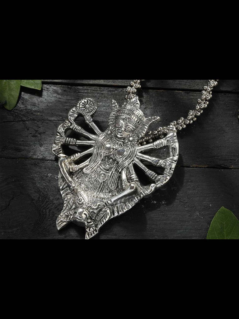 Johar Kamal German Silver Oxidised Necklace with Earring