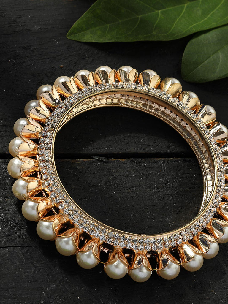 Johar Kamal Trendy American Diamond and Pearls Design Bangles