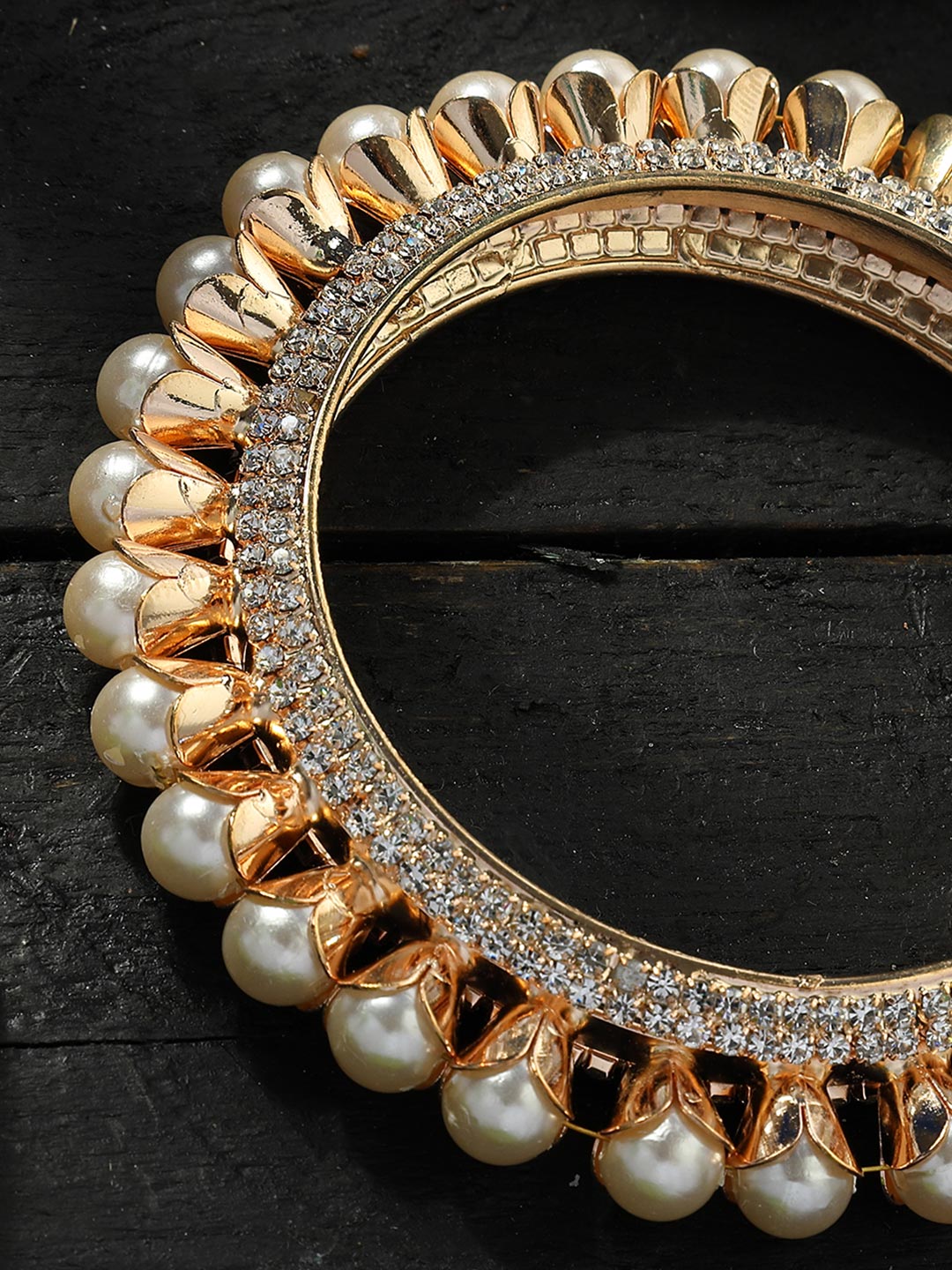 Johar Kamal Trendy American Diamond and Pearls Design Bangles Jkbangles_003