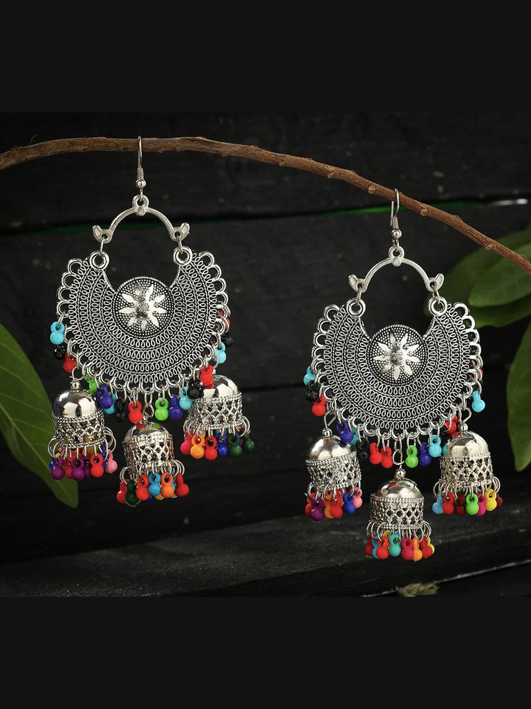 Women Oxydised multicolour Jhumka earrings by Kamal Jo