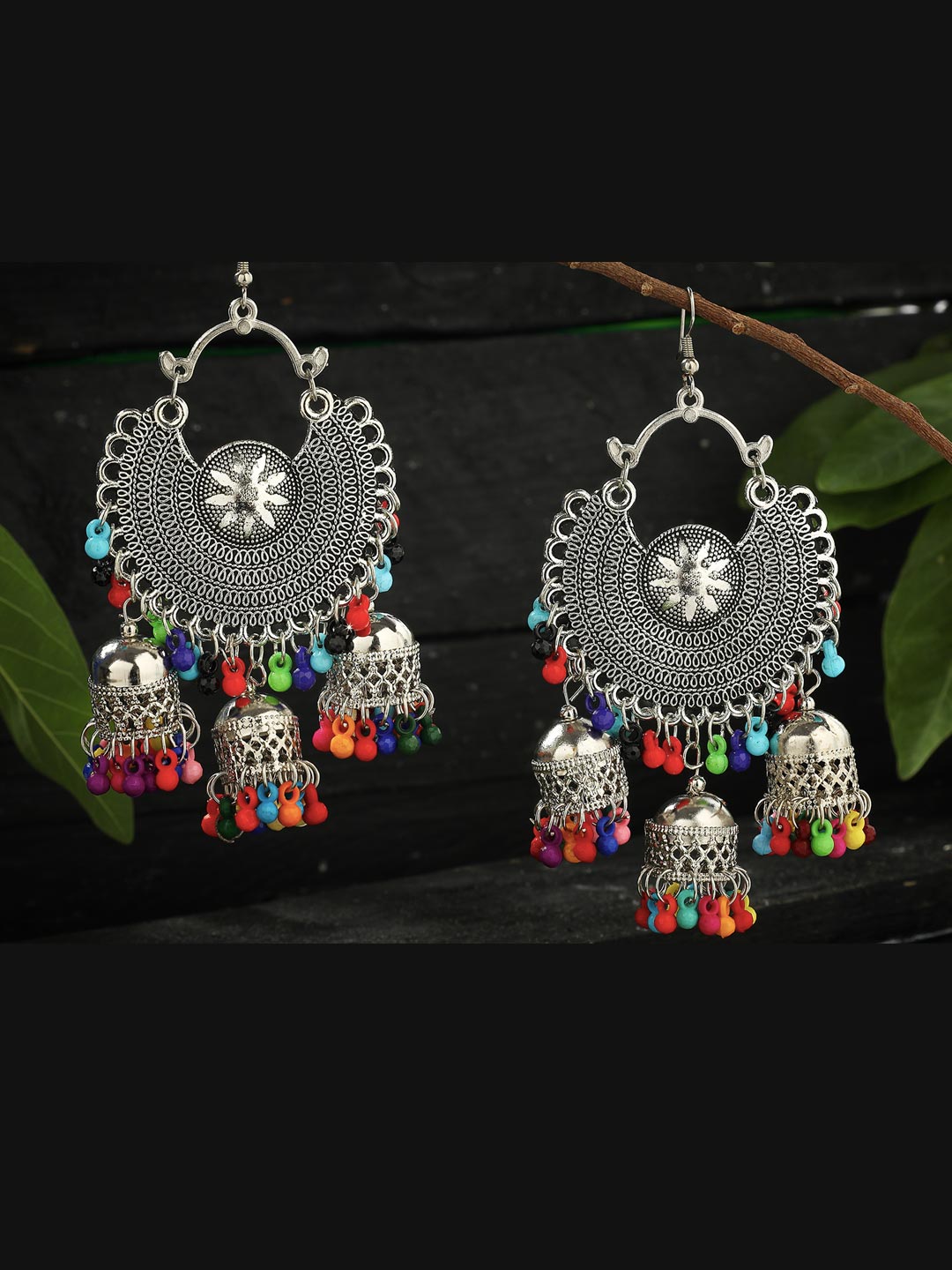 Women Oxydised multicolour Jhumka earrings by Kamal Johar (1 Pc Set)