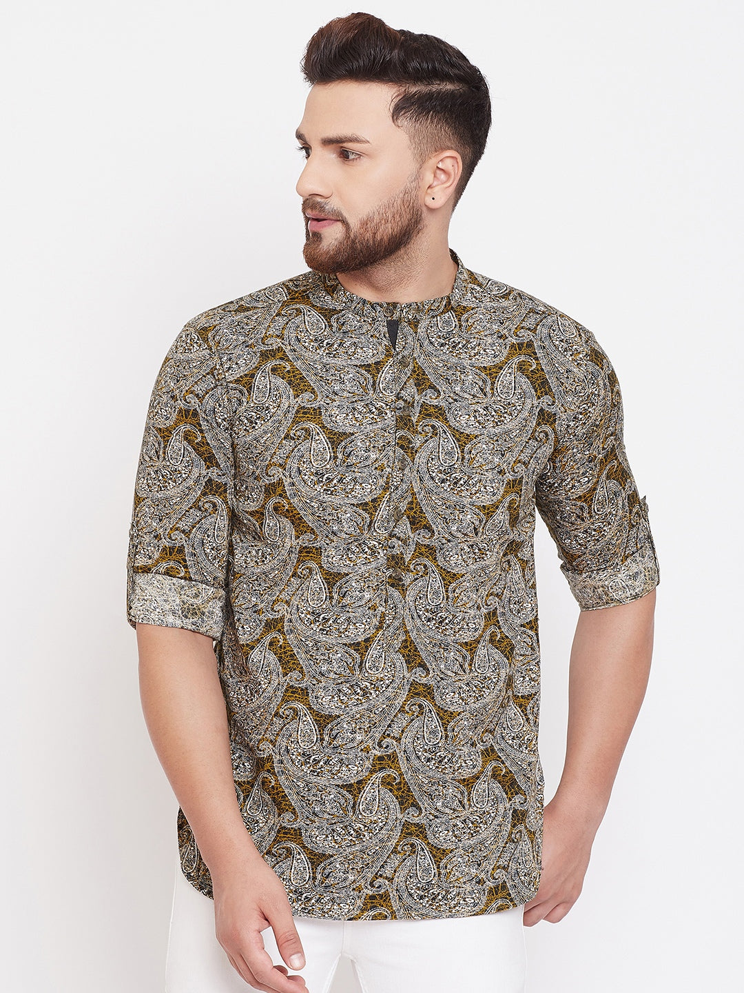Men's Multi Hued Printed Shirt Kurta