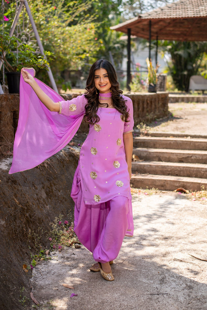 Women's Light Purple Patialla Set