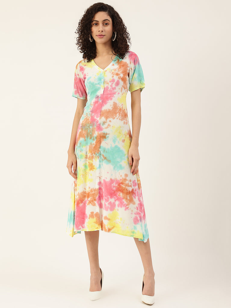 Women's Colorful Placket Dress