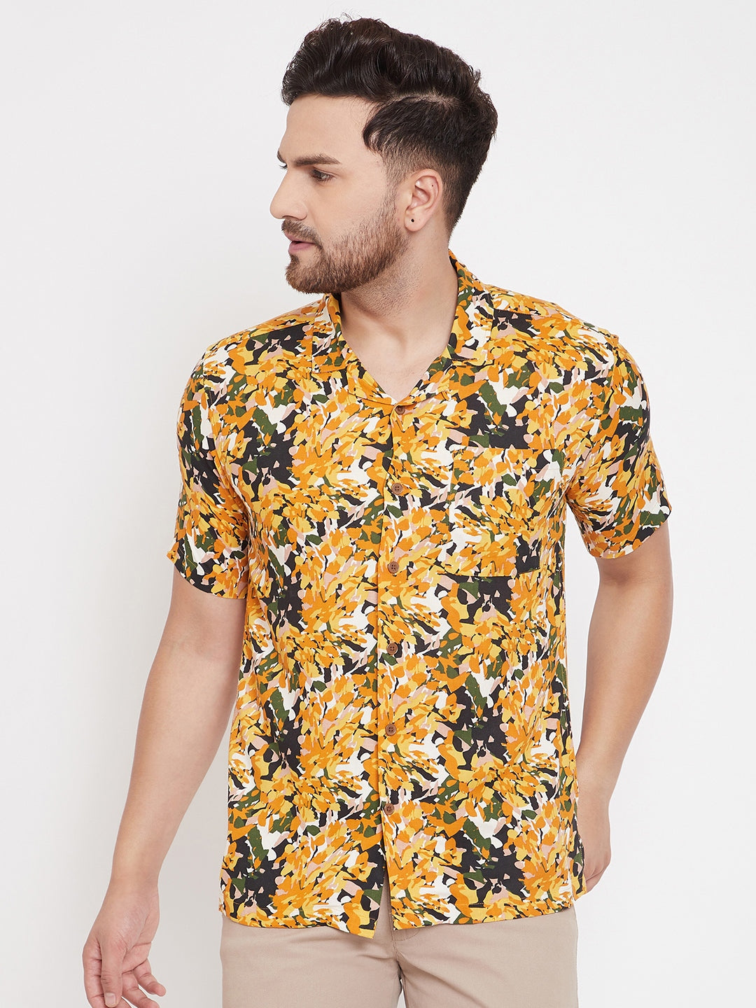 Men's Orange Summer Casual Shirt