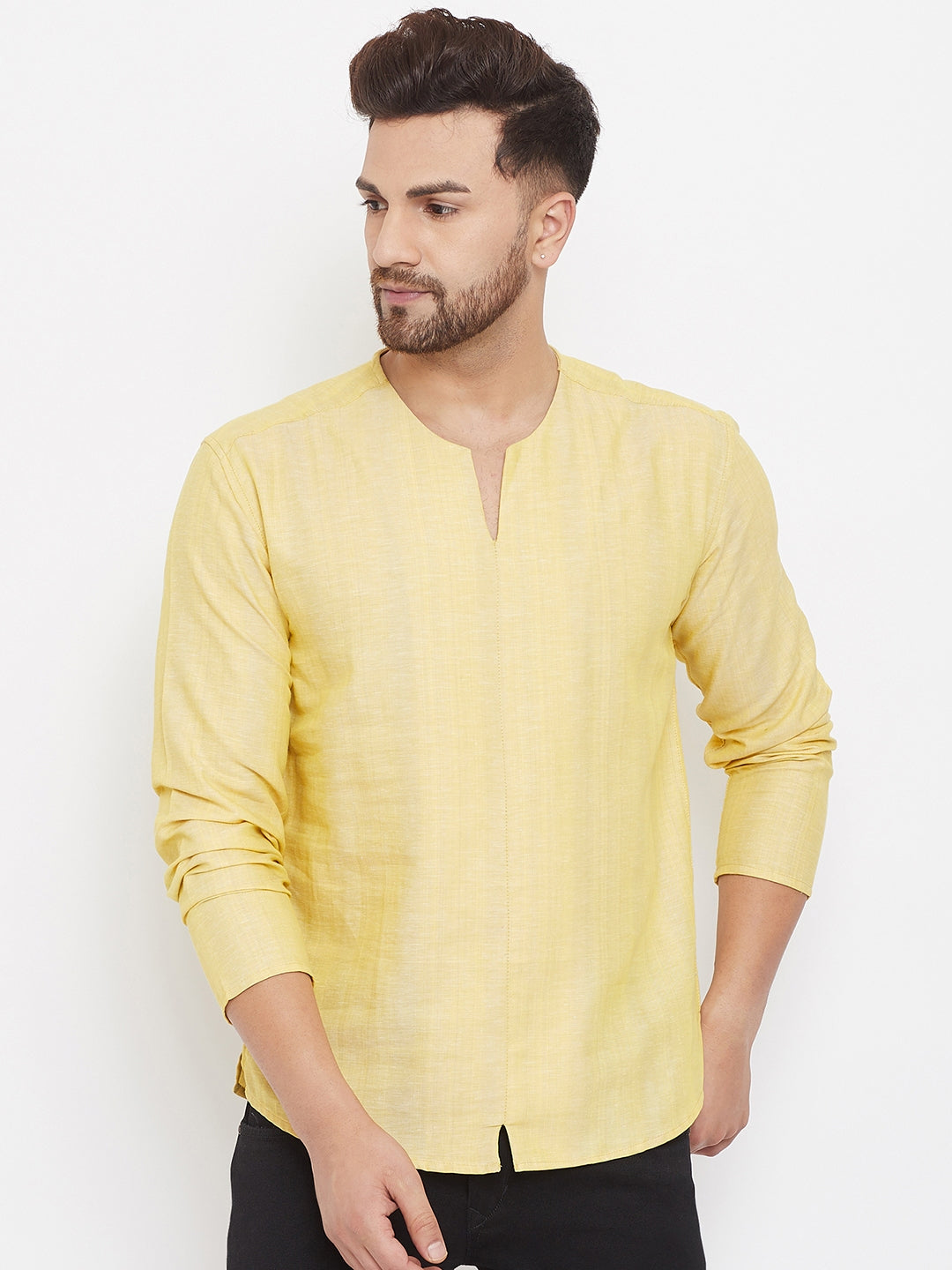 Men's Yellow Summer Casual Shirt Kurta
