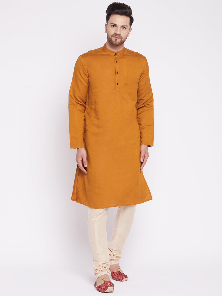 Men's Long Kurta with Band Colla