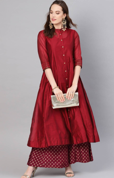 Women's Chanderi Embellished Jacket Style 2 Piece Kurta - Juniper