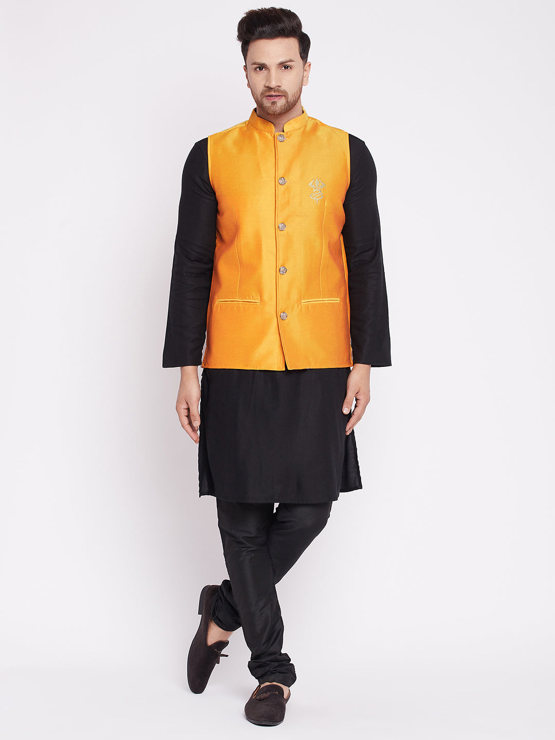 Men's Nehru Jacket With Embroided Insignia Of Lord Shiv -Even Apparels