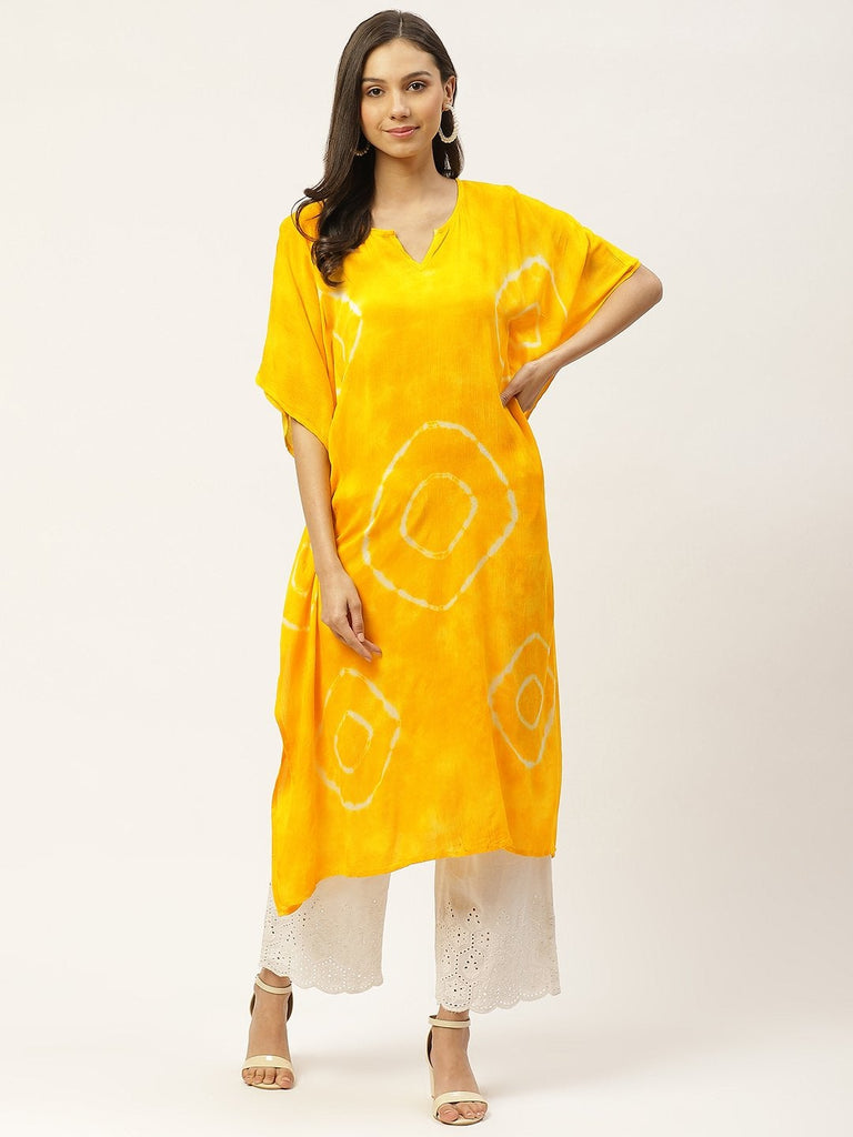 Women's Yellow Crepe Kaftan Kurta