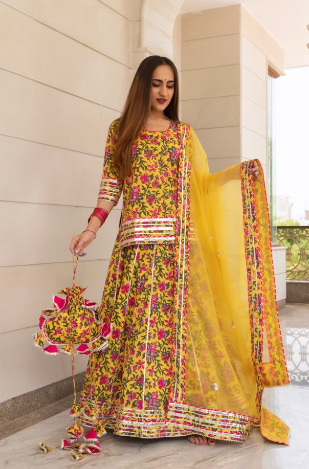 Women's Nitara Cotton Hand Block Skirt Set - Pomcha Jaipur