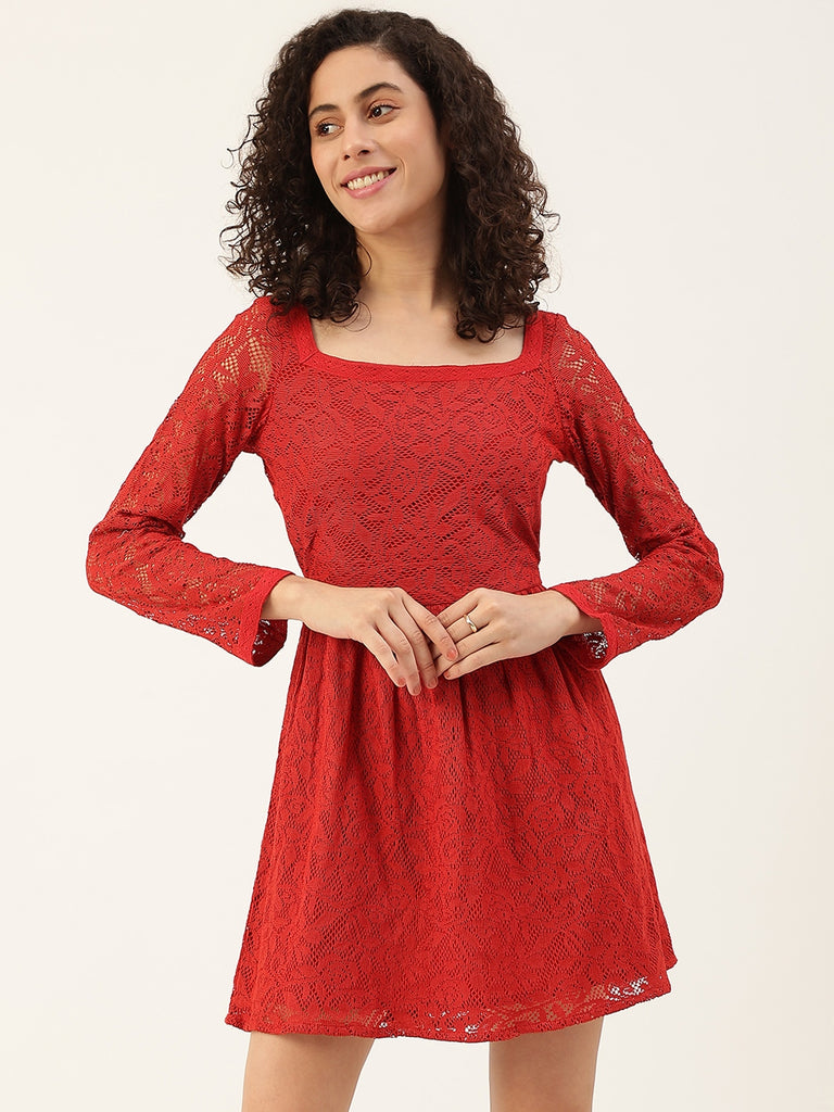 Women's Red Net Dress