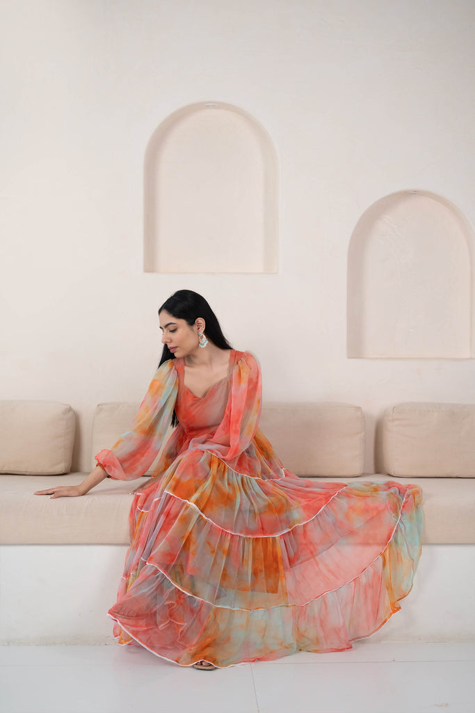 Multicoloured Gown For Women By Saras The