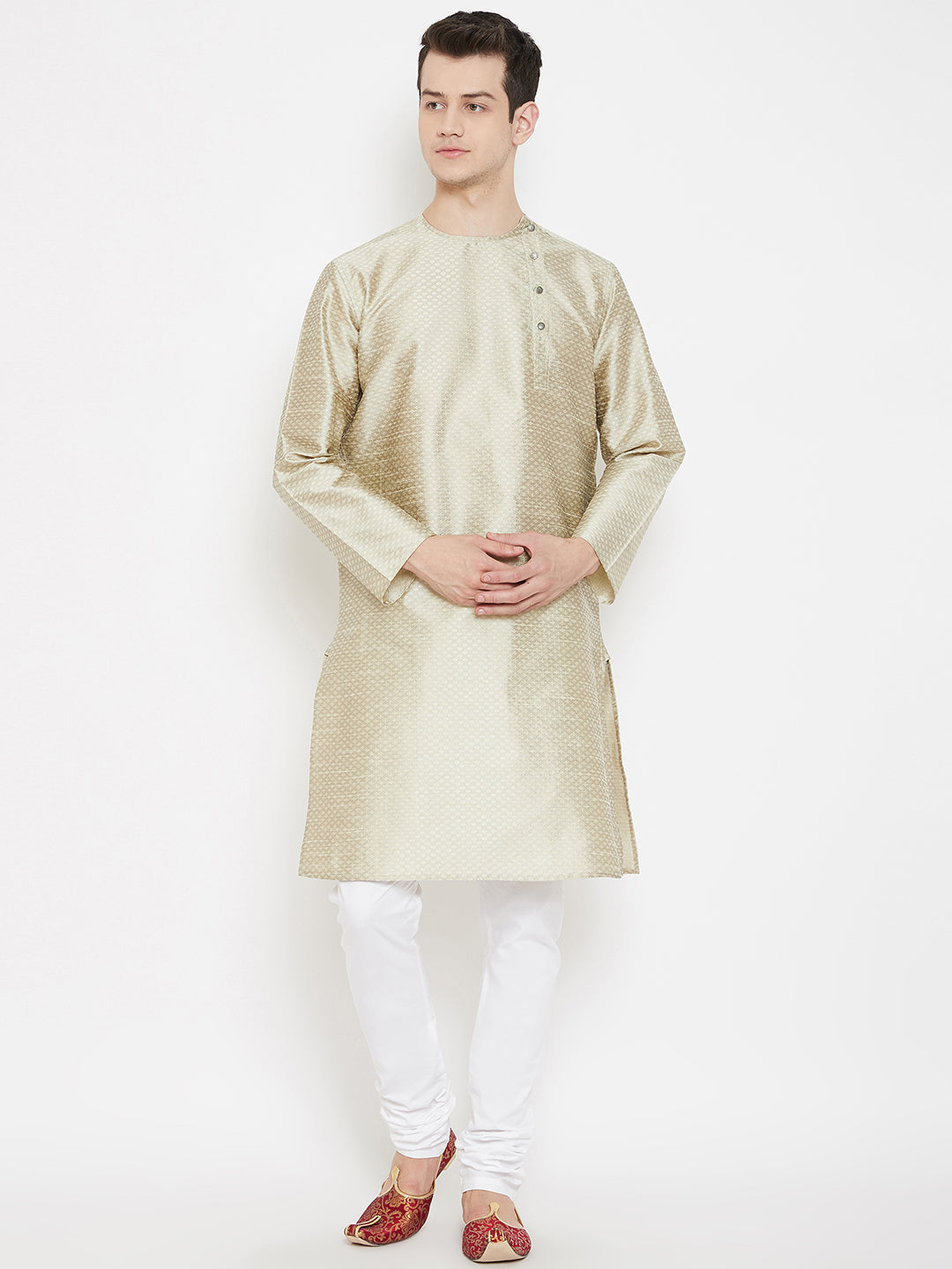 Men's Cream Viscose Silk Kurta