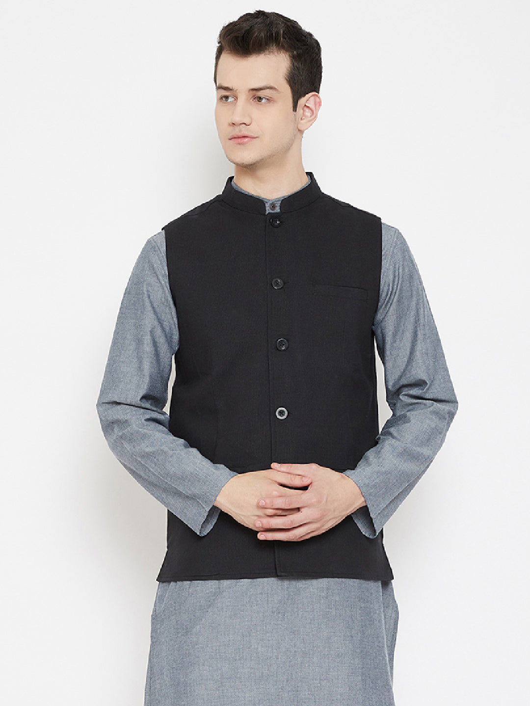Men's Solid Black Nehru Jacket