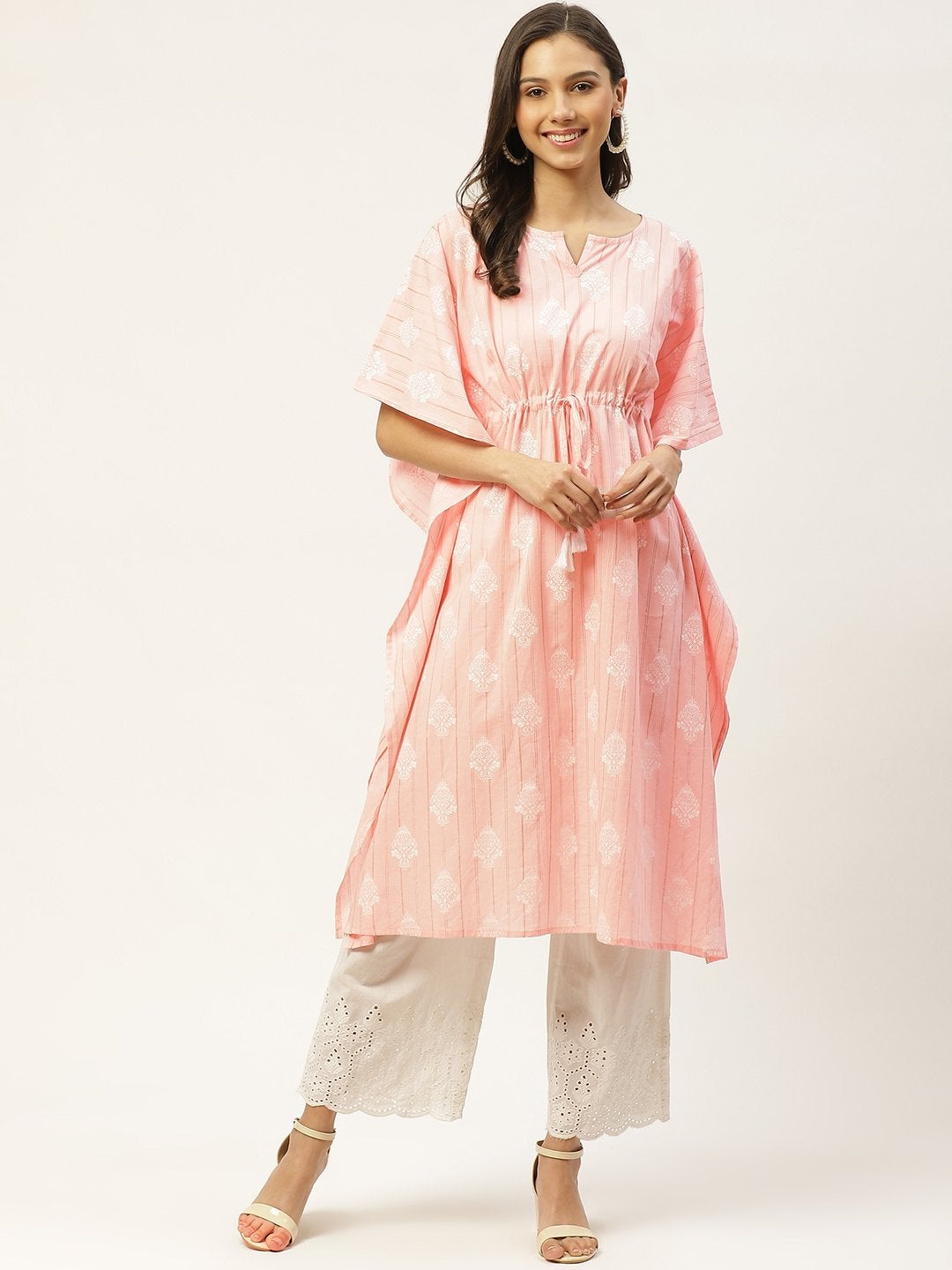 Women's Cotton Pink Kaftan - Maaesa