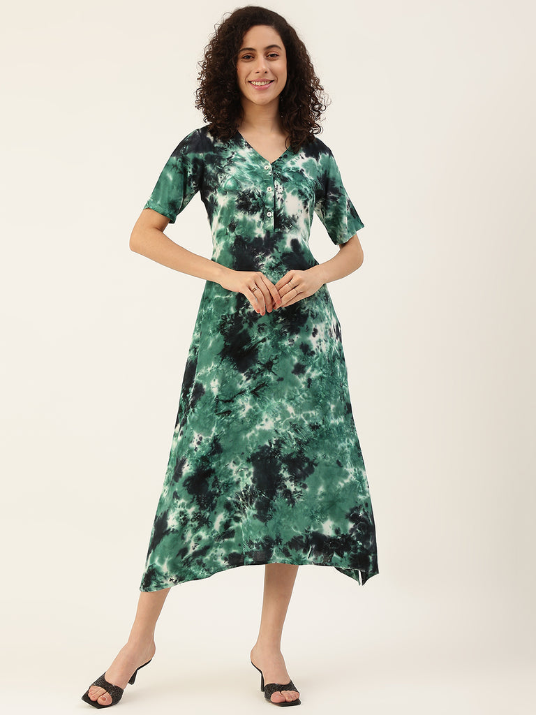 Women's Ocean Green Side Slit Dress