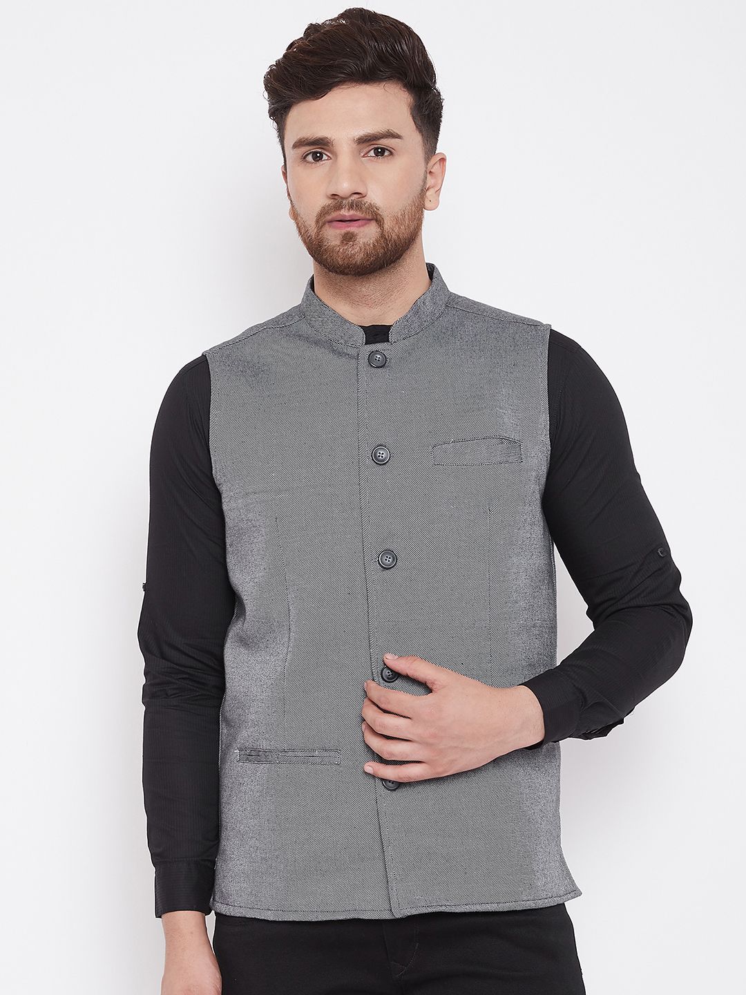 Men's Grey Nehru Jacket