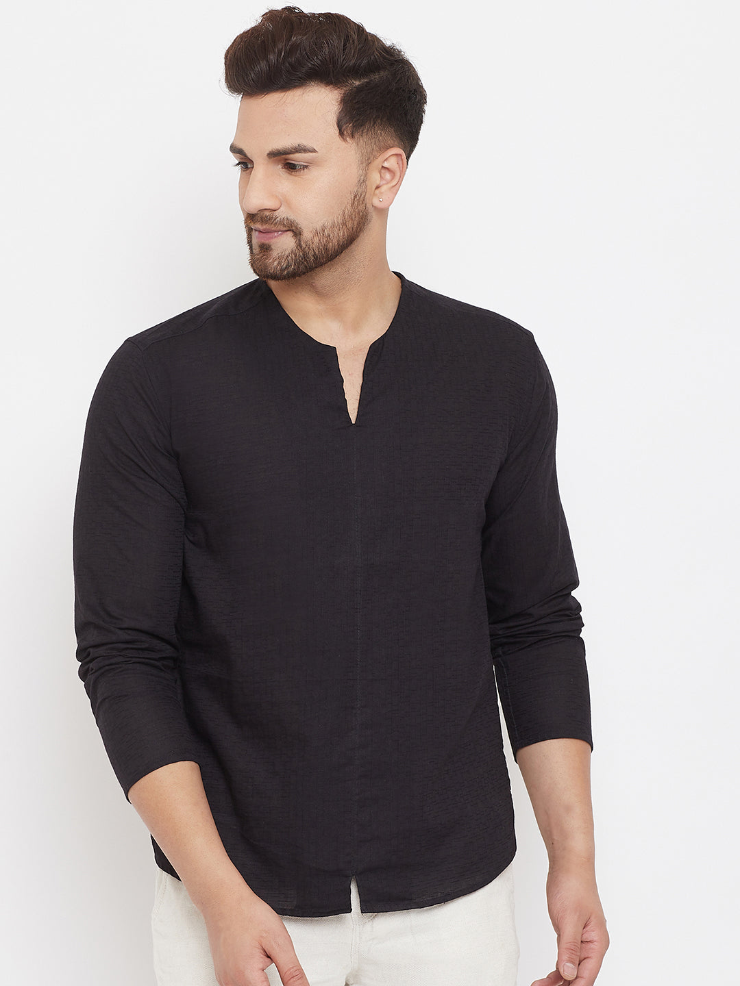 Men's Black Summer Casual Shirt Kurta