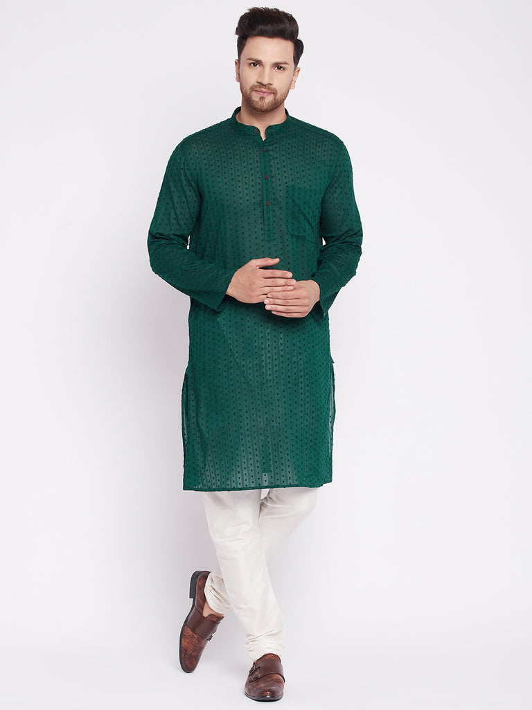 Men's Long Kurta with Band Colla